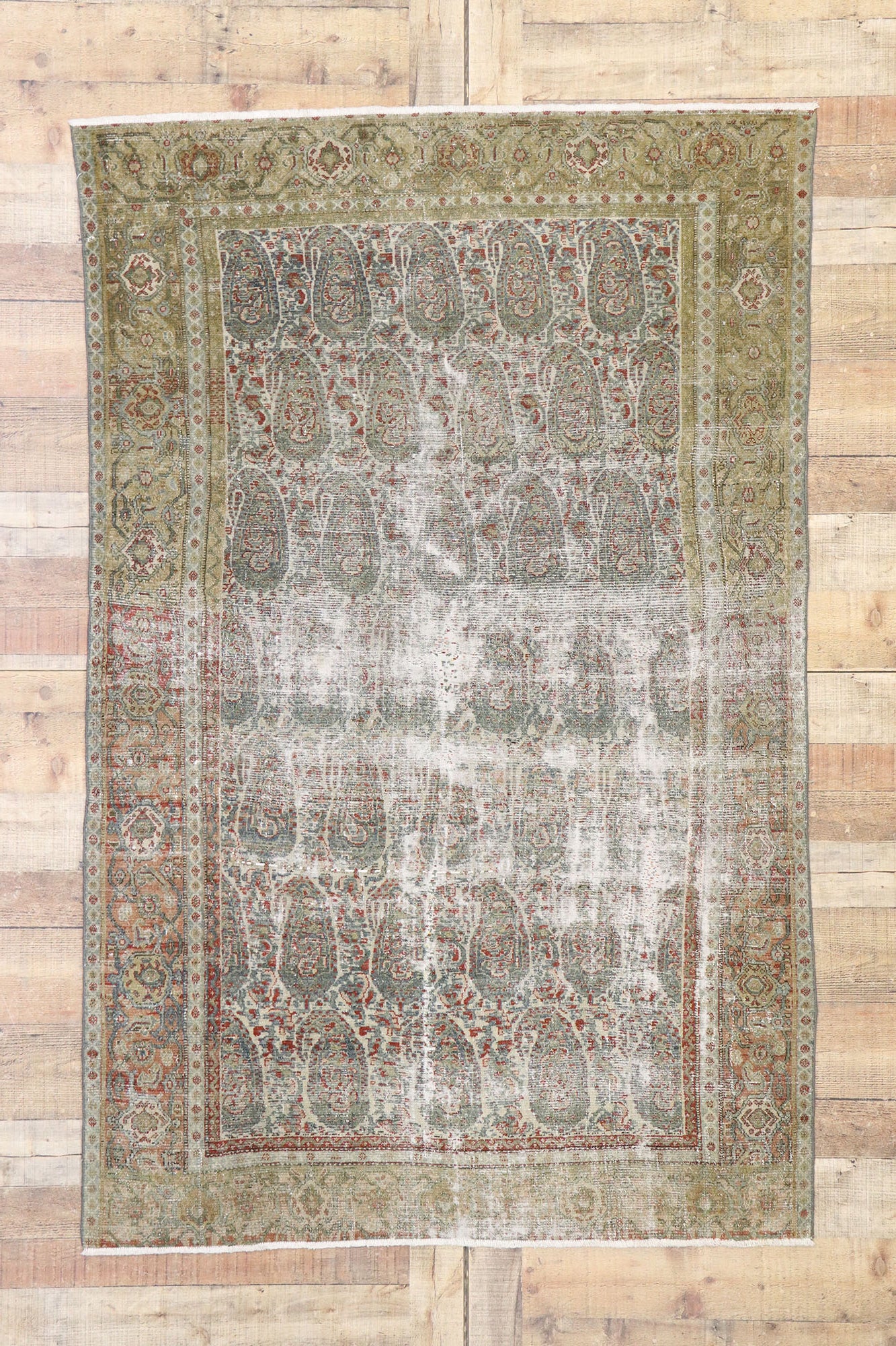 4 x 6 Antique Persian Senneh Boteh Rug 60818