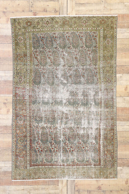 4 x 6 Antique Persian Senneh Boteh Rug 60818
