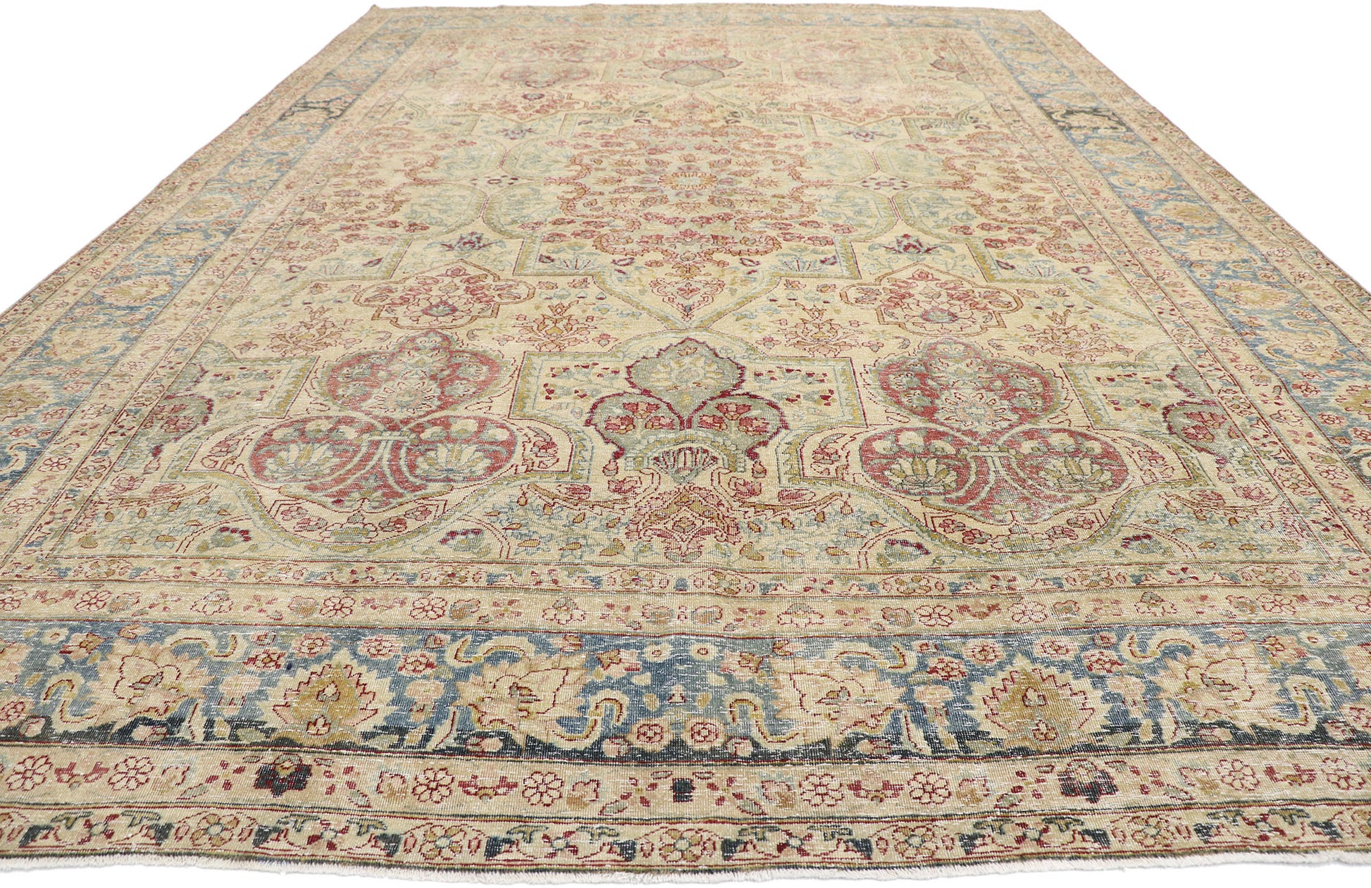 10 x 15 Antique Persian Yazd Rug 60841