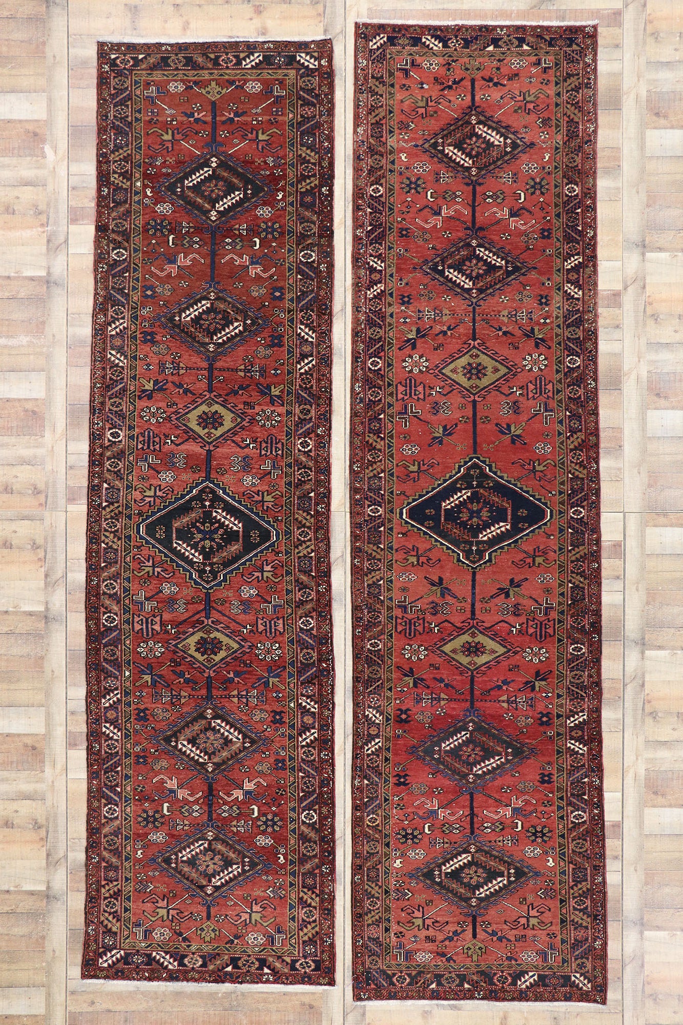4 x 14 Vintage Persian Heriz Rug 60887