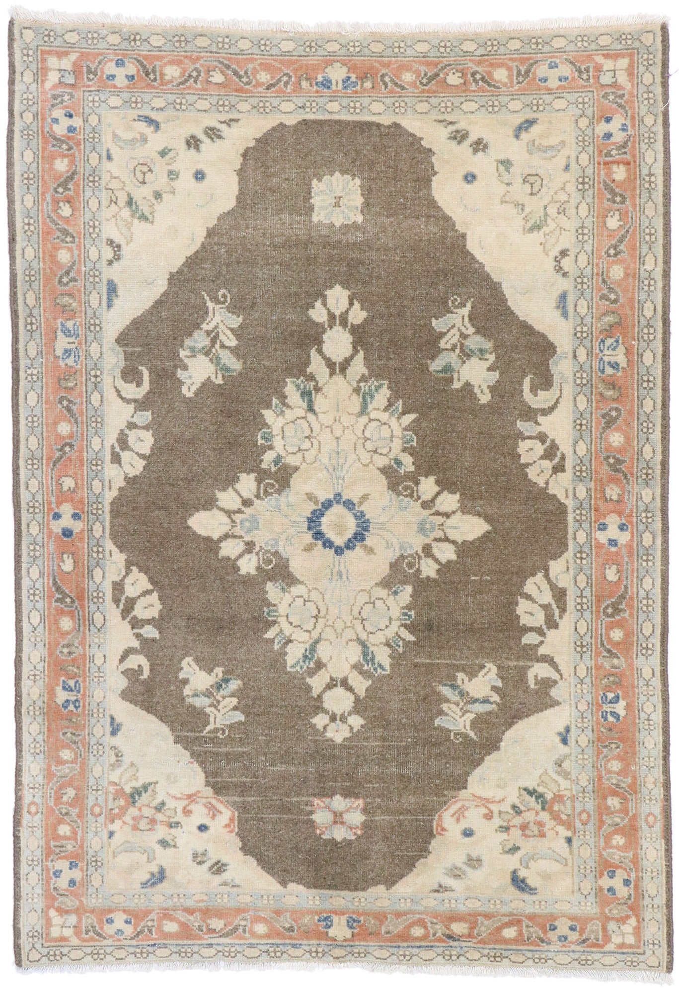 4 x 5 Distressed Vintage Persian Viss Rug 60889