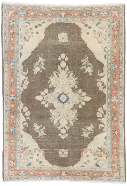 4 x 5 Distressed Vintage Persian Viss Rug 60889
