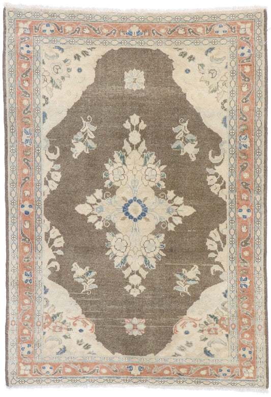 4 x 5 Distressed Vintage Persian Viss Rug 60889
