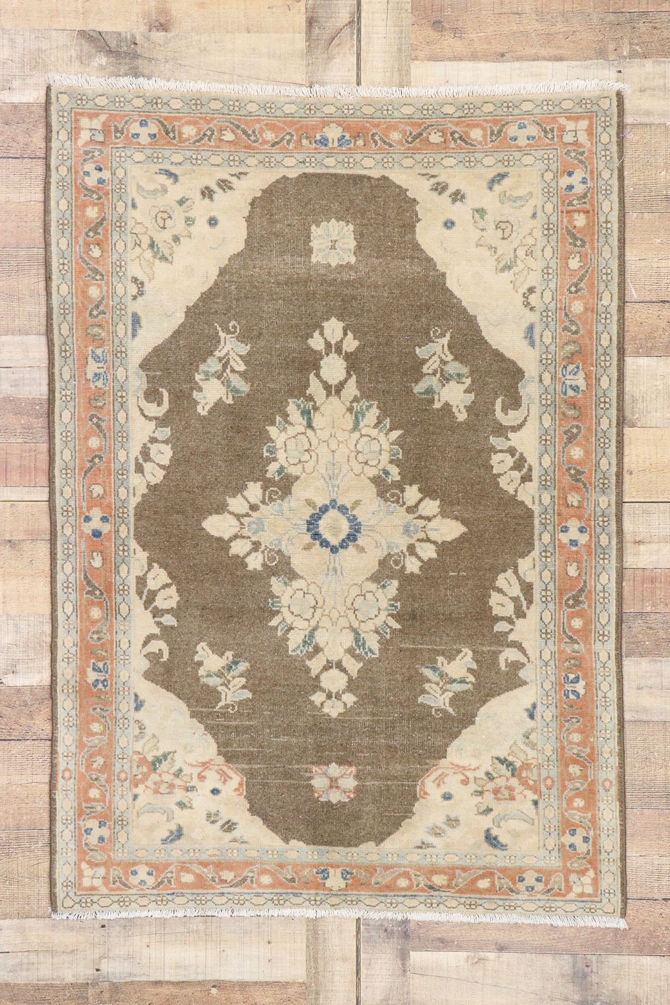 4 x 5 Distressed Vintage Persian Viss Rug 60889