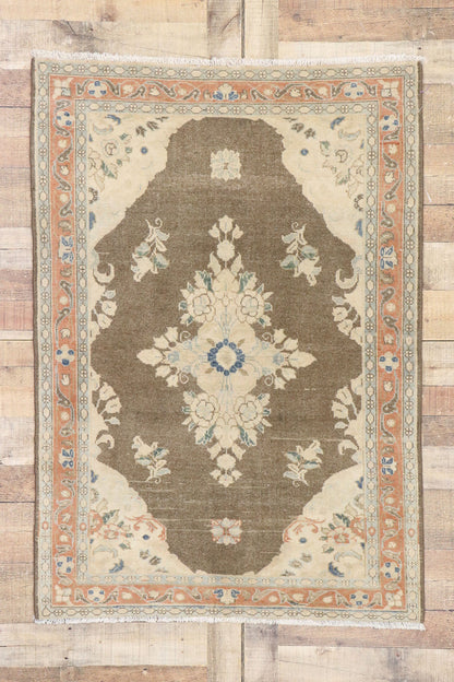 4 x 5 Distressed Vintage Persian Viss Rug 60889