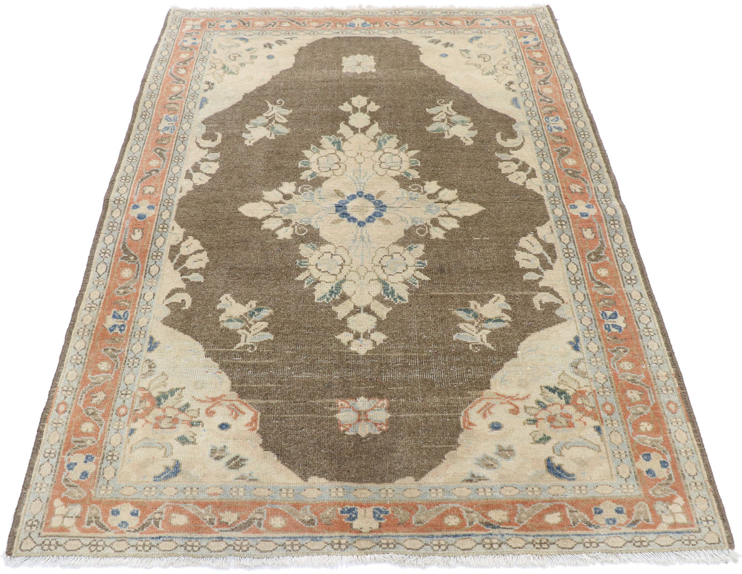 4 x 5 Distressed Vintage Persian Viss Rug 60889