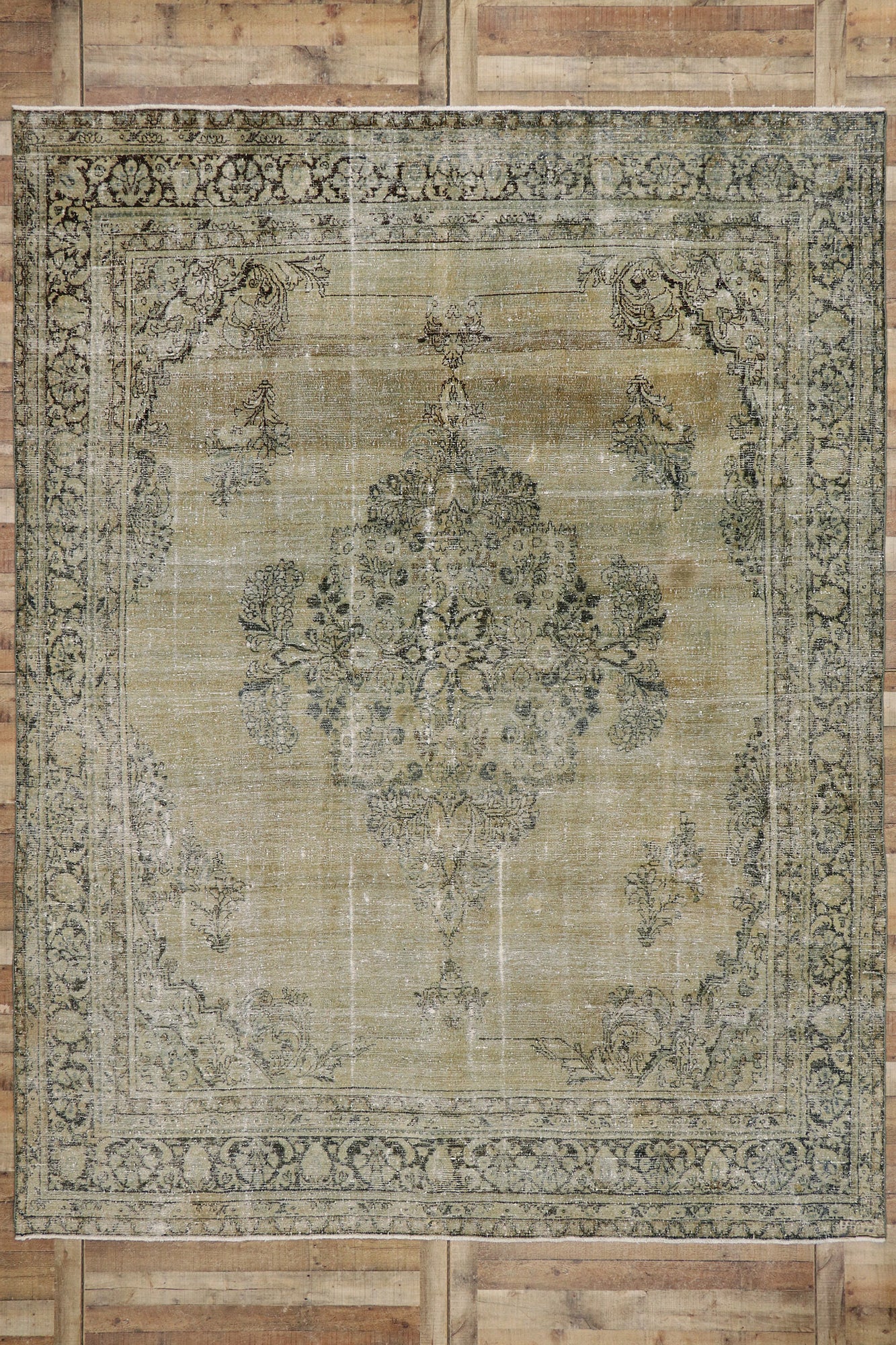 10 x 12 Distressed Antique Persian Mahal Rug 60929