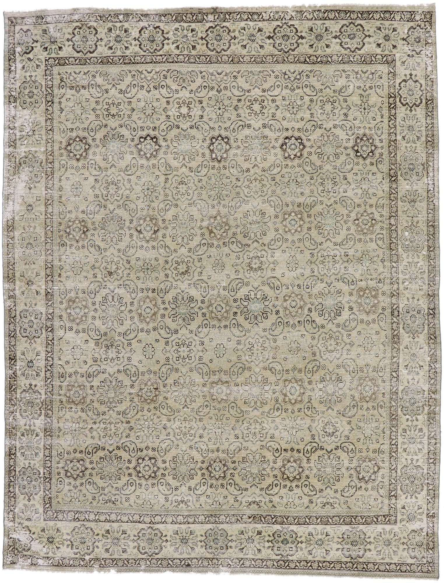 9 x 12 Distressed Antique Persian Mahal Rug 60930