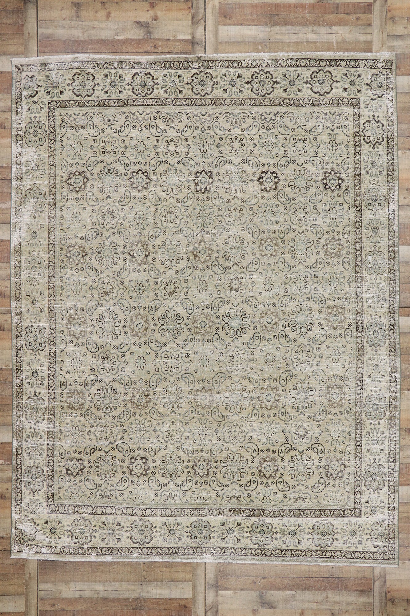 9 x 12 Distressed Antique Persian Mahal Rug 60930