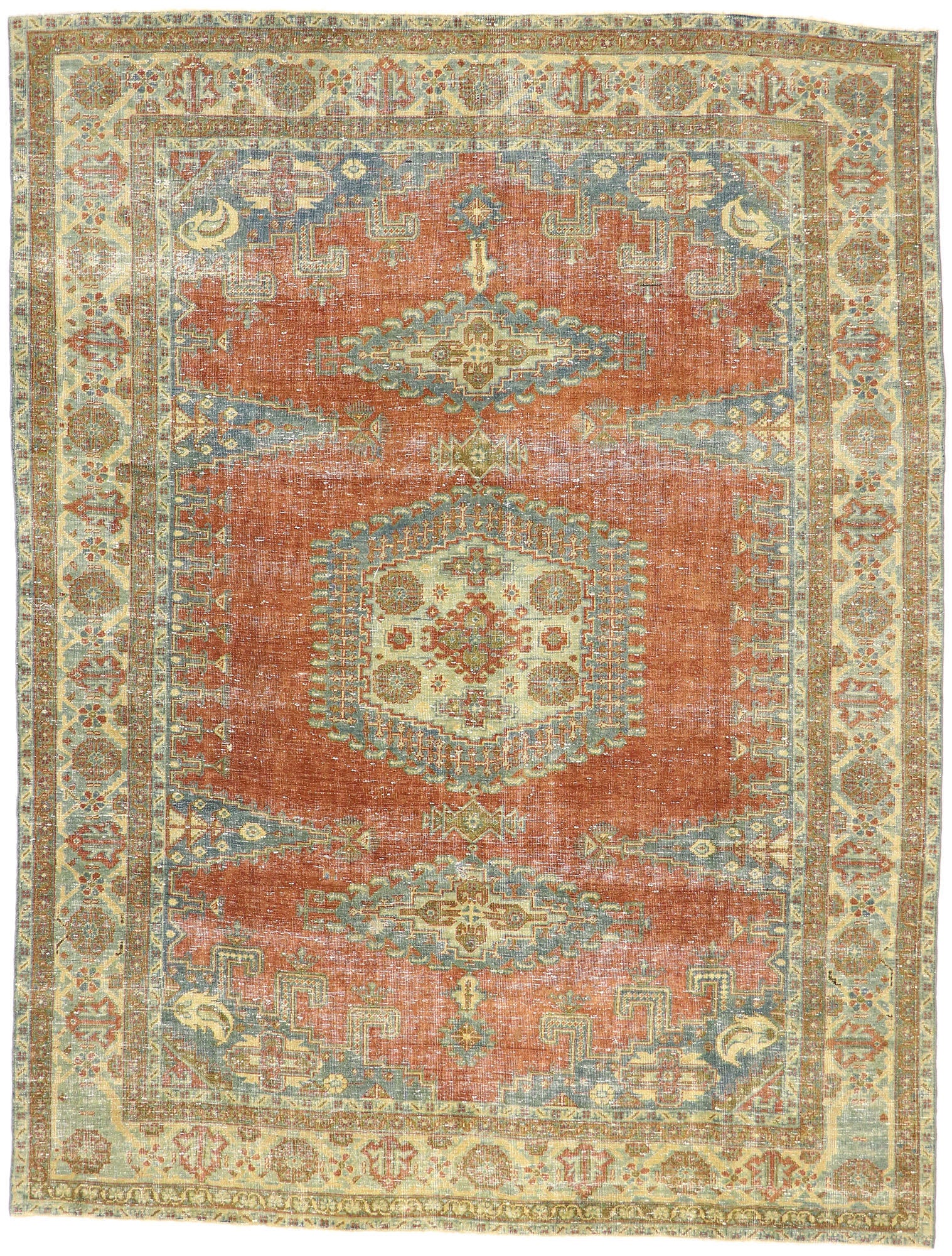 8 x 10 Distressed Vintage Persian Viss Rug 60958