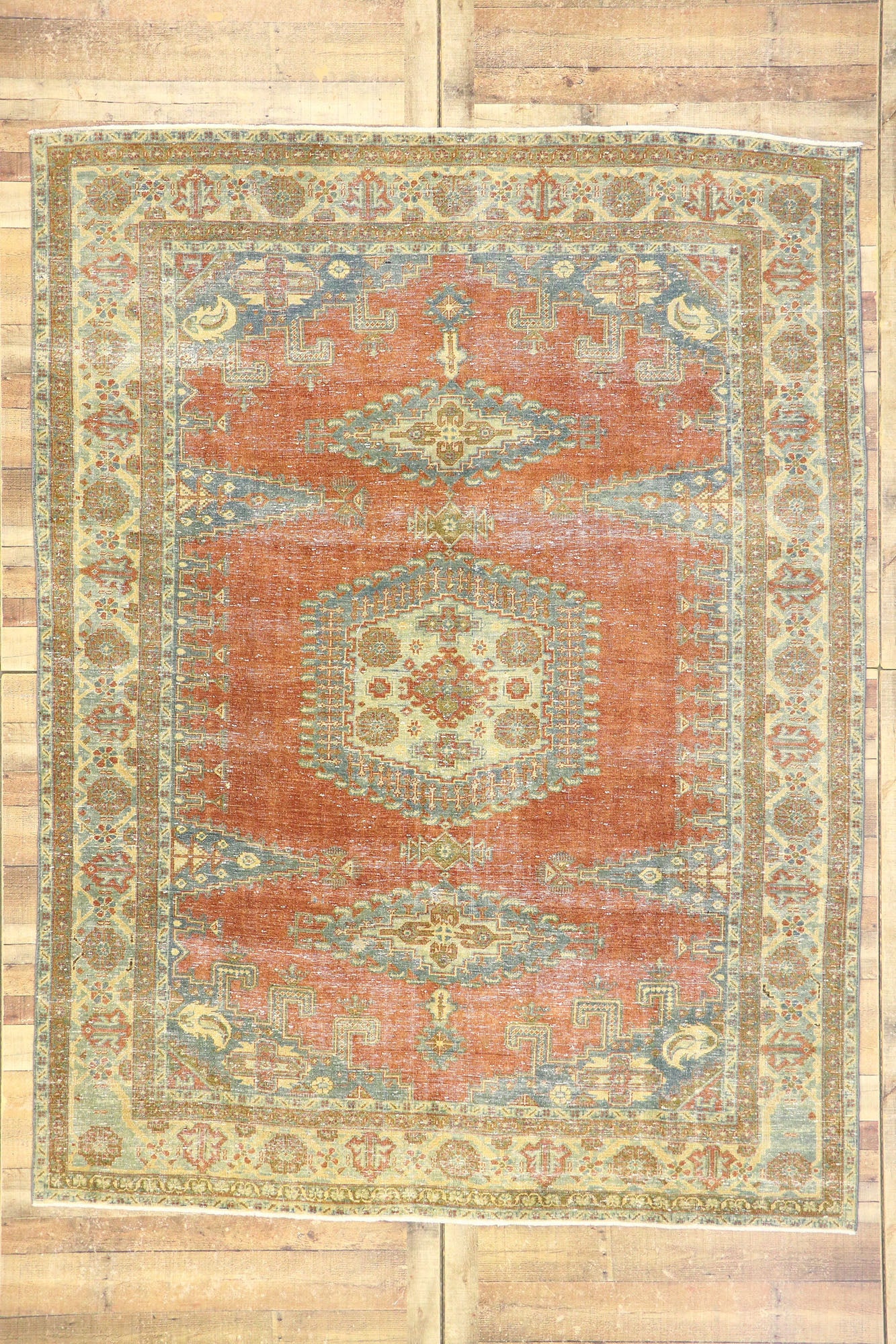 8 x 10 Distressed Vintage Persian Viss Rug 60958