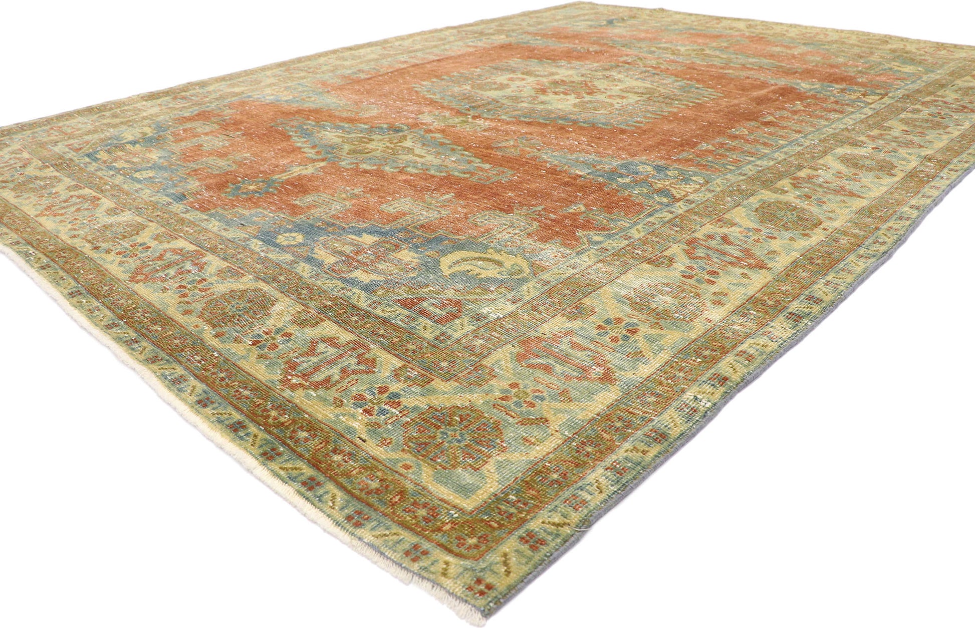 8 x 10 Distressed Vintage Persian Viss Rug 60958