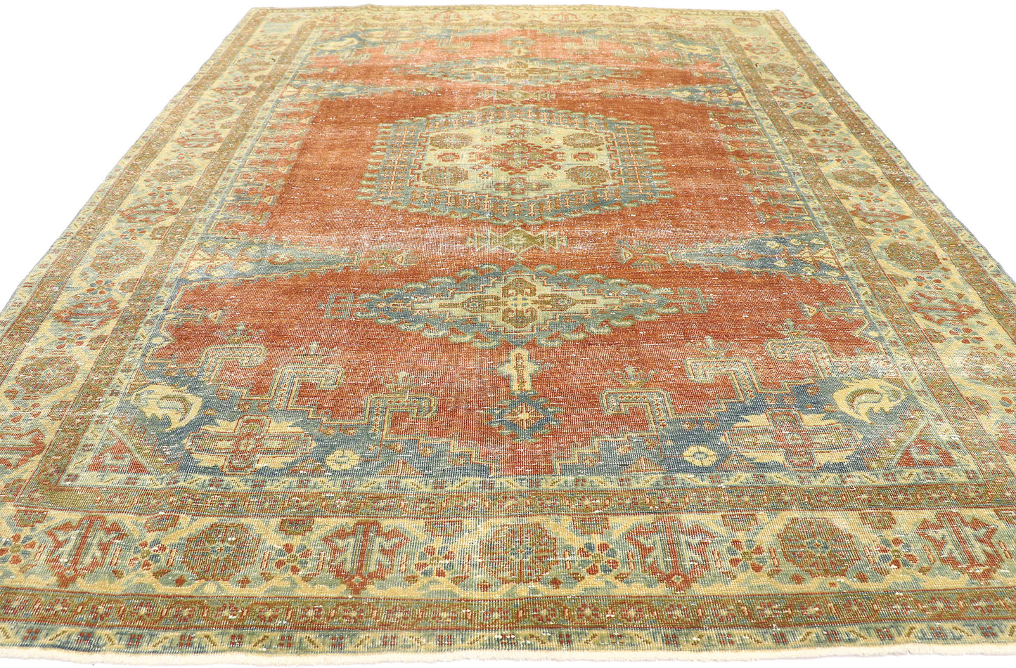 8 x 10 Distressed Vintage Persian Viss Rug 60958
