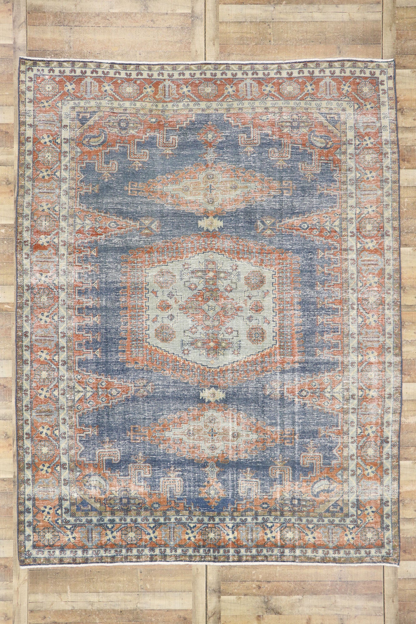 9 x 11 Distressed Vintage Persian Viss Rug 60967
