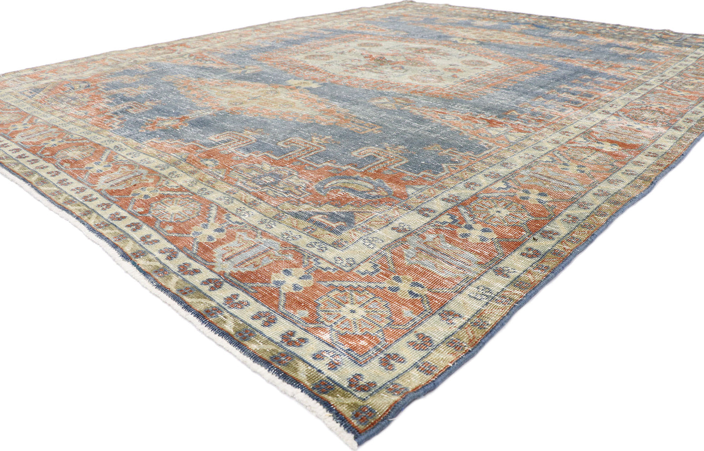 9 x 11 Distressed Vintage Persian Viss Rug 60967