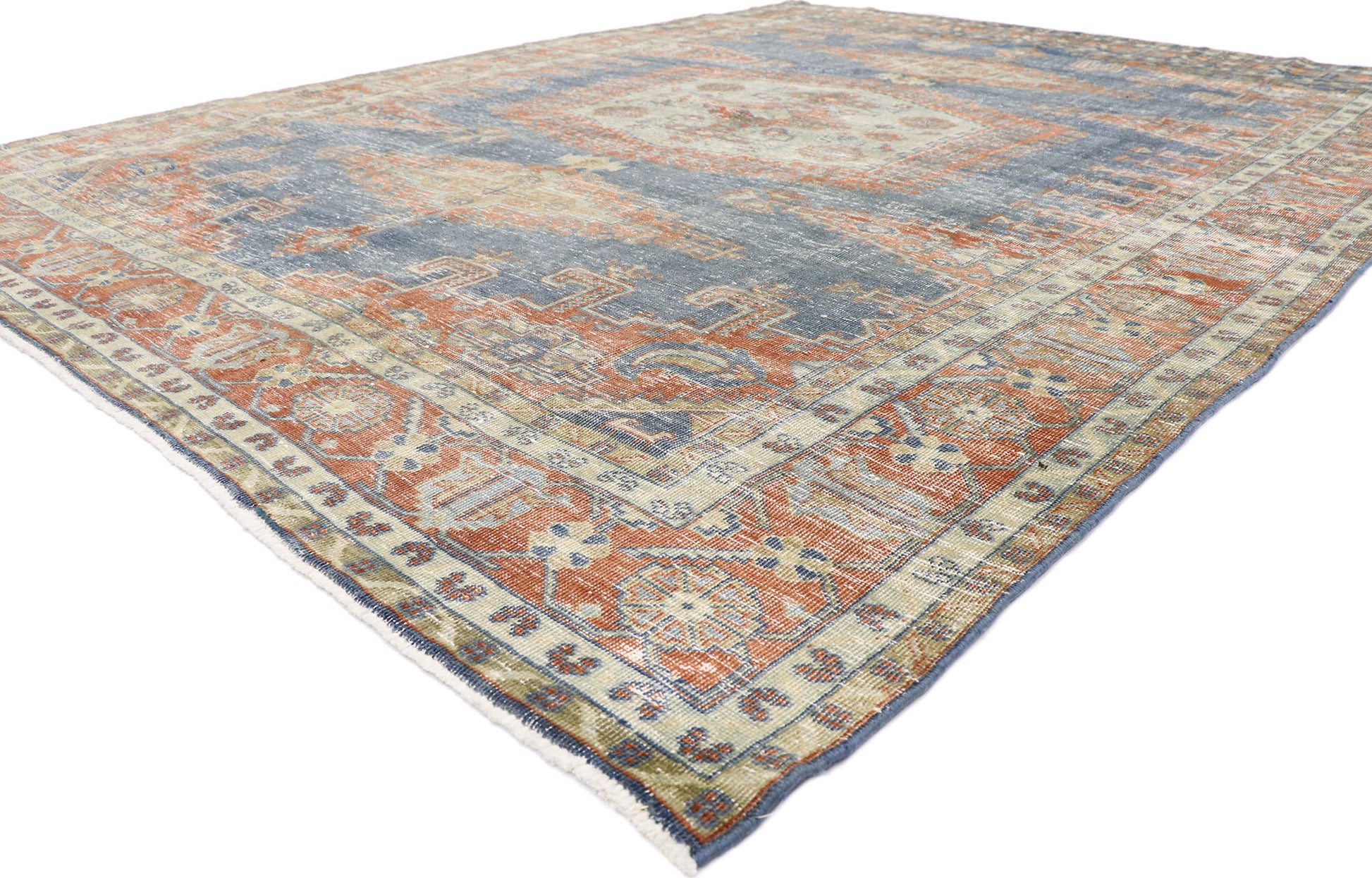 9 x 11 Distressed Vintage Persian Viss Rug 60967