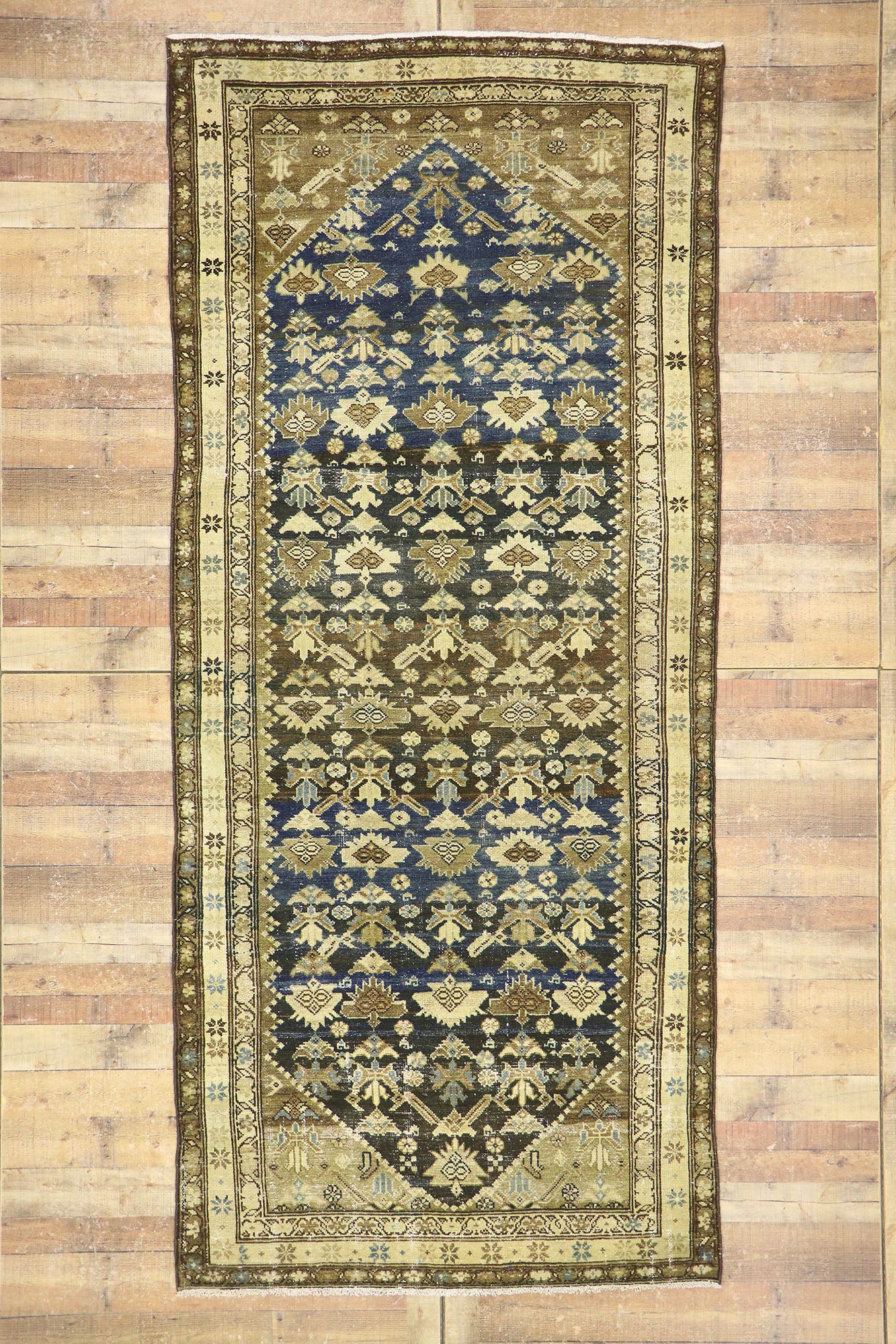 5 x 11 Distressed Vintage Persian Malayer Rug 60968