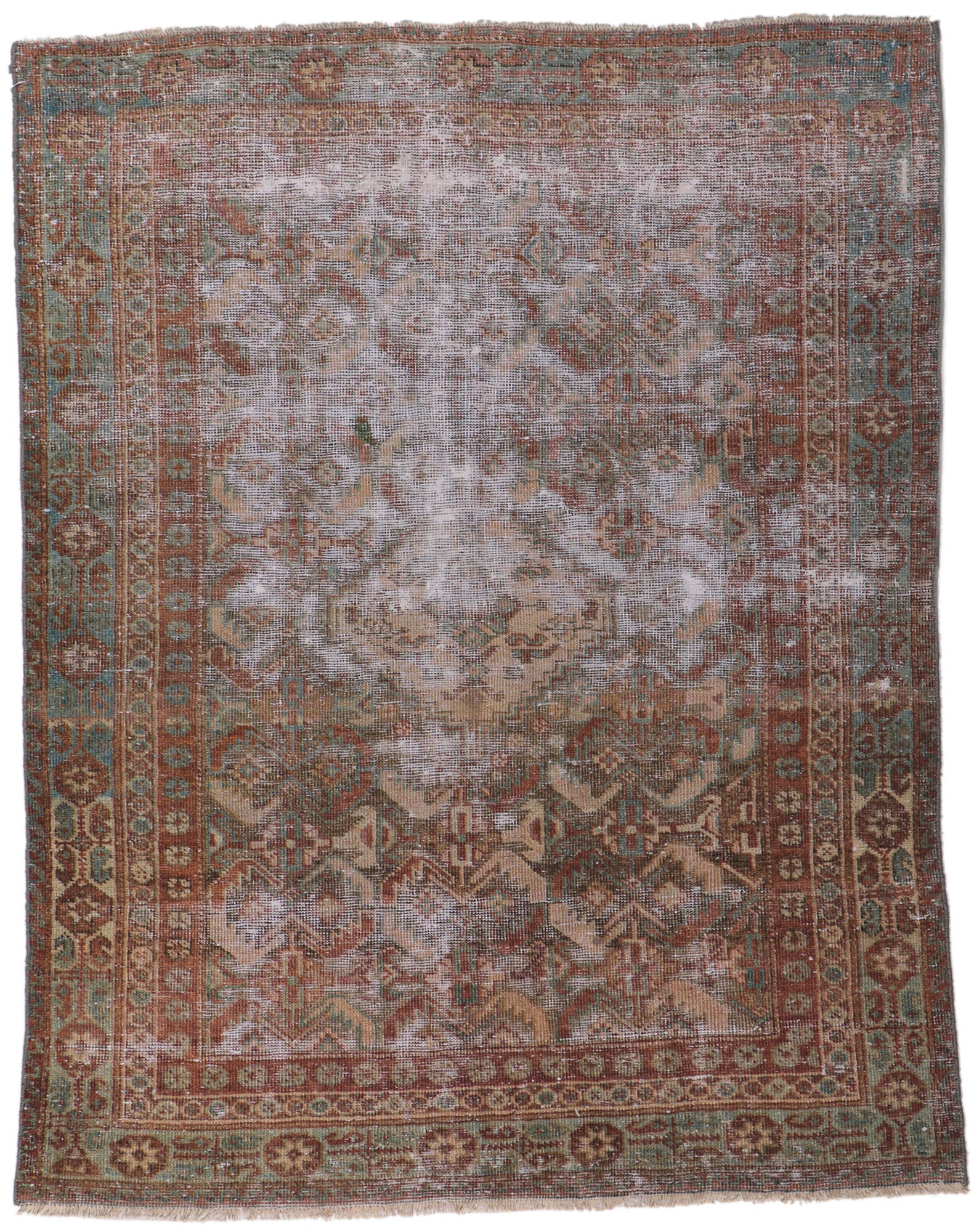 3 x 4 Distressed Antique Persian Mahal Rug 60976