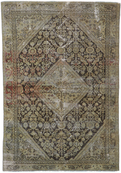 4 x 6 Distressed Antique Persian Mahal Rug 60977