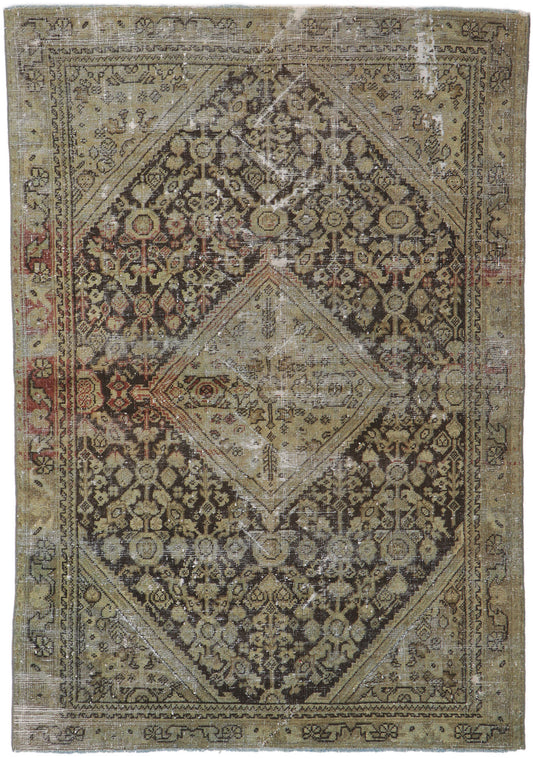 4 x 6 Distressed Antique Persian Mahal Rug 60977