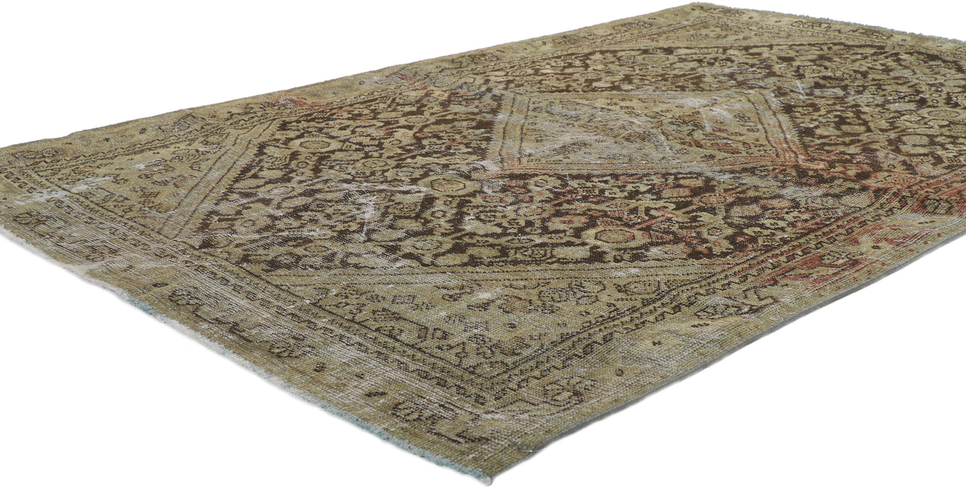 4 x 6 Distressed Antique Persian Mahal Rug 60977