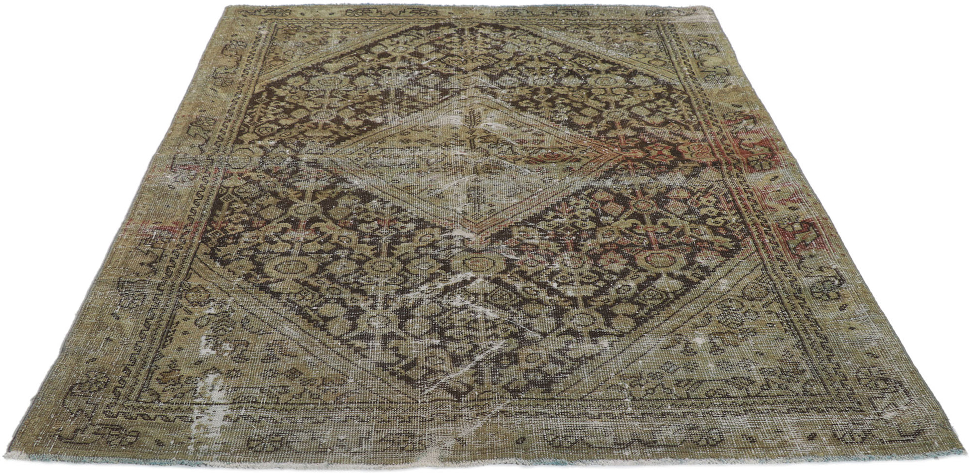 4 x 6 Distressed Antique Persian Mahal Rug 60977