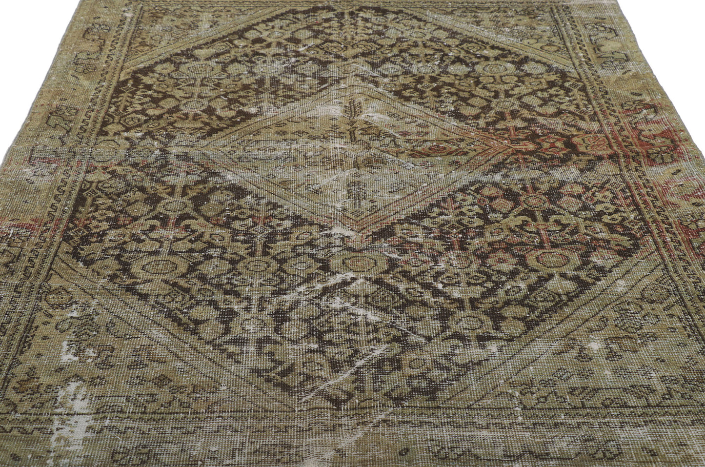 4 x 6 Distressed Antique Persian Mahal Rug 60977