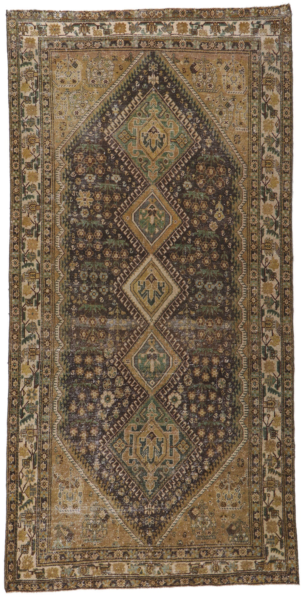 5 x 10 Distressed Antique Persian Malayer Gallery Rug 60981
