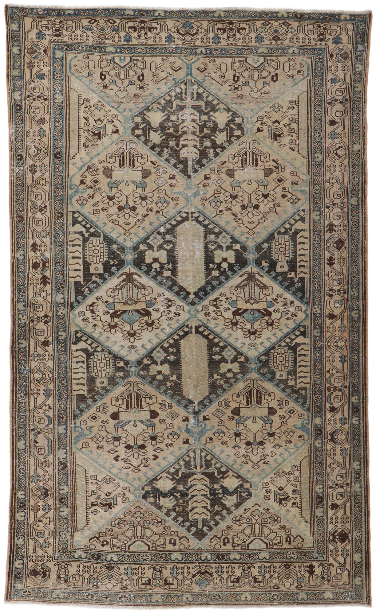 6 x 9 Distressed Antique Persian Malayer Rug 60983