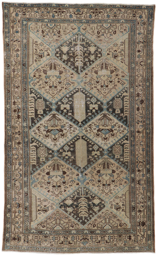 6 x 9 Distressed Antique Persian Malayer Rug 60983