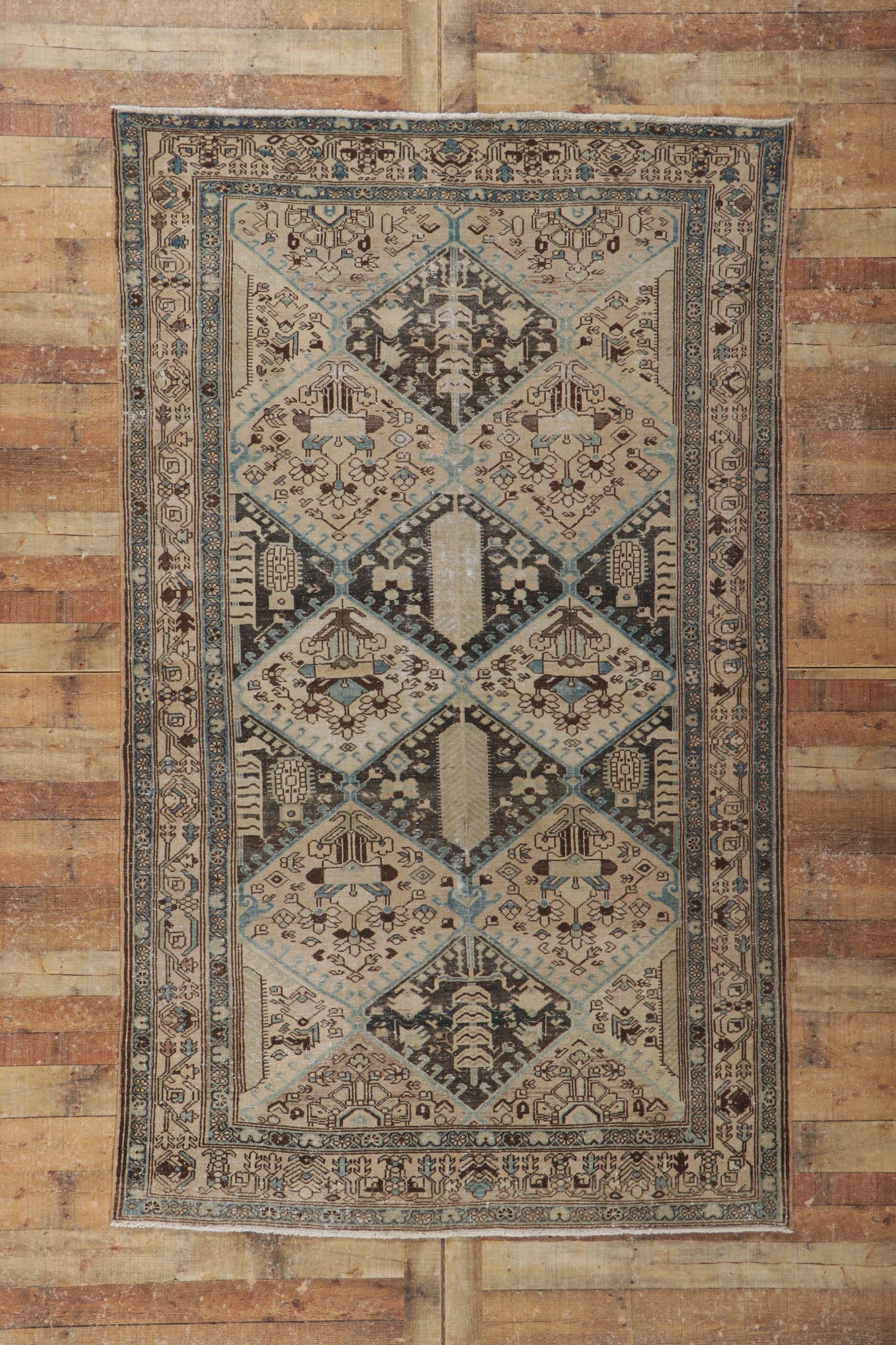 6 x 9 Distressed Antique Persian Malayer Rug 60983