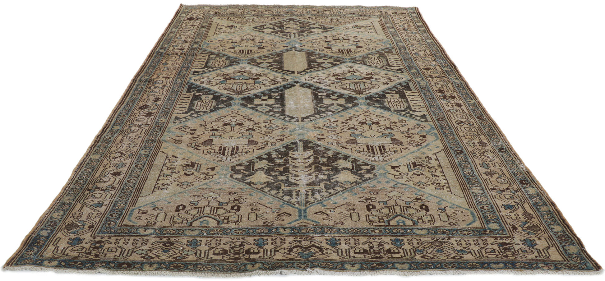 6 x 9 Distressed Antique Persian Malayer Rug 60983