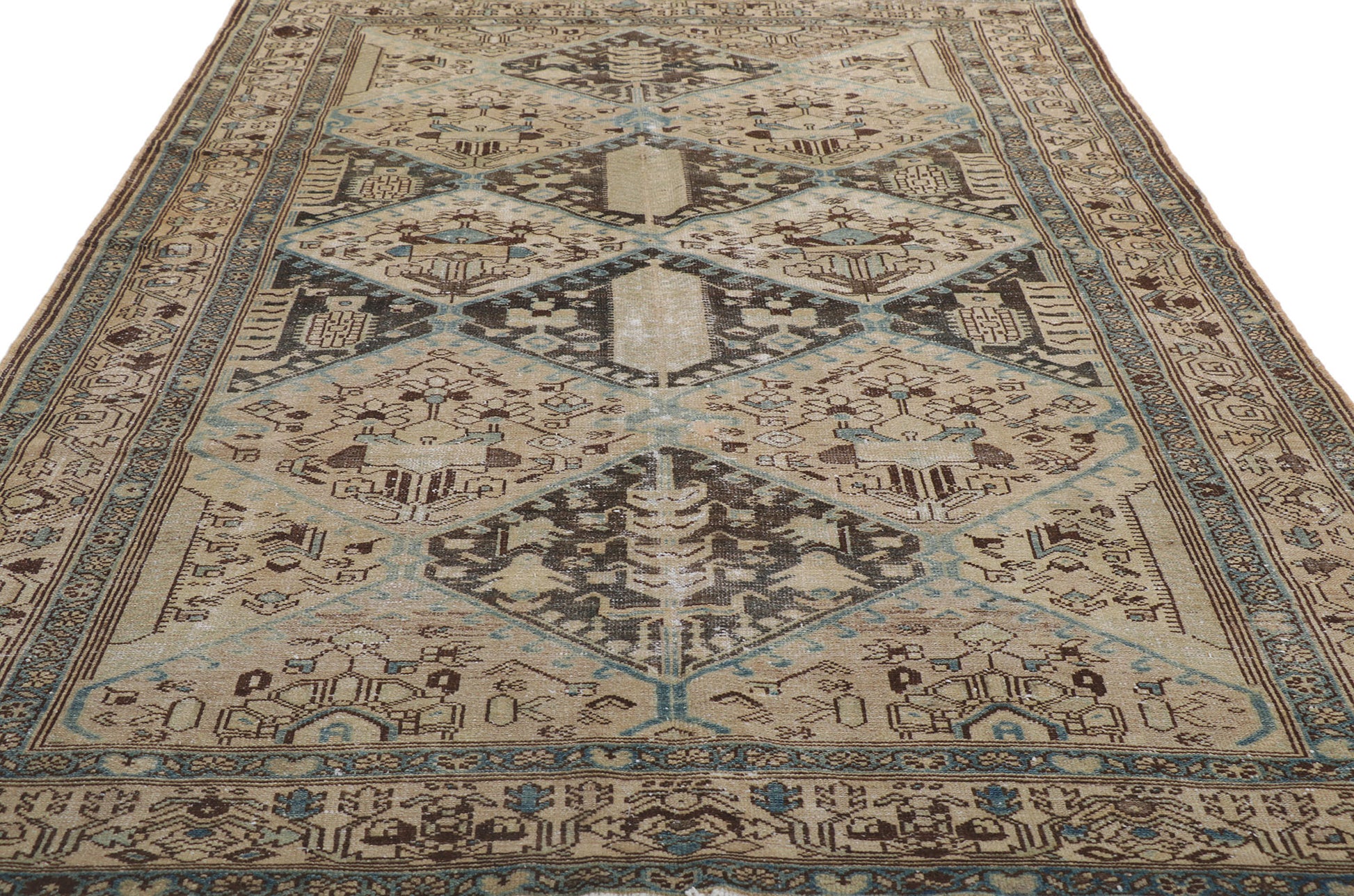6 x 9 Distressed Antique Persian Malayer Rug 60983
