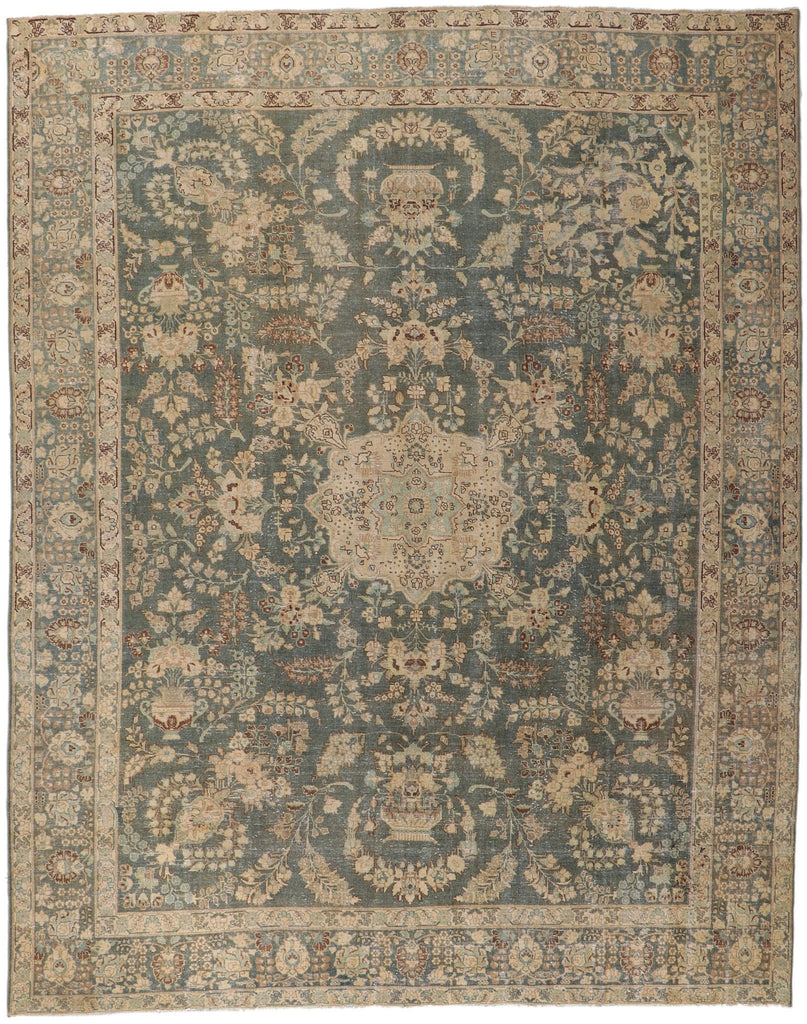 10 x 13 Distressed Antique Persian Tabriz Rug 61021