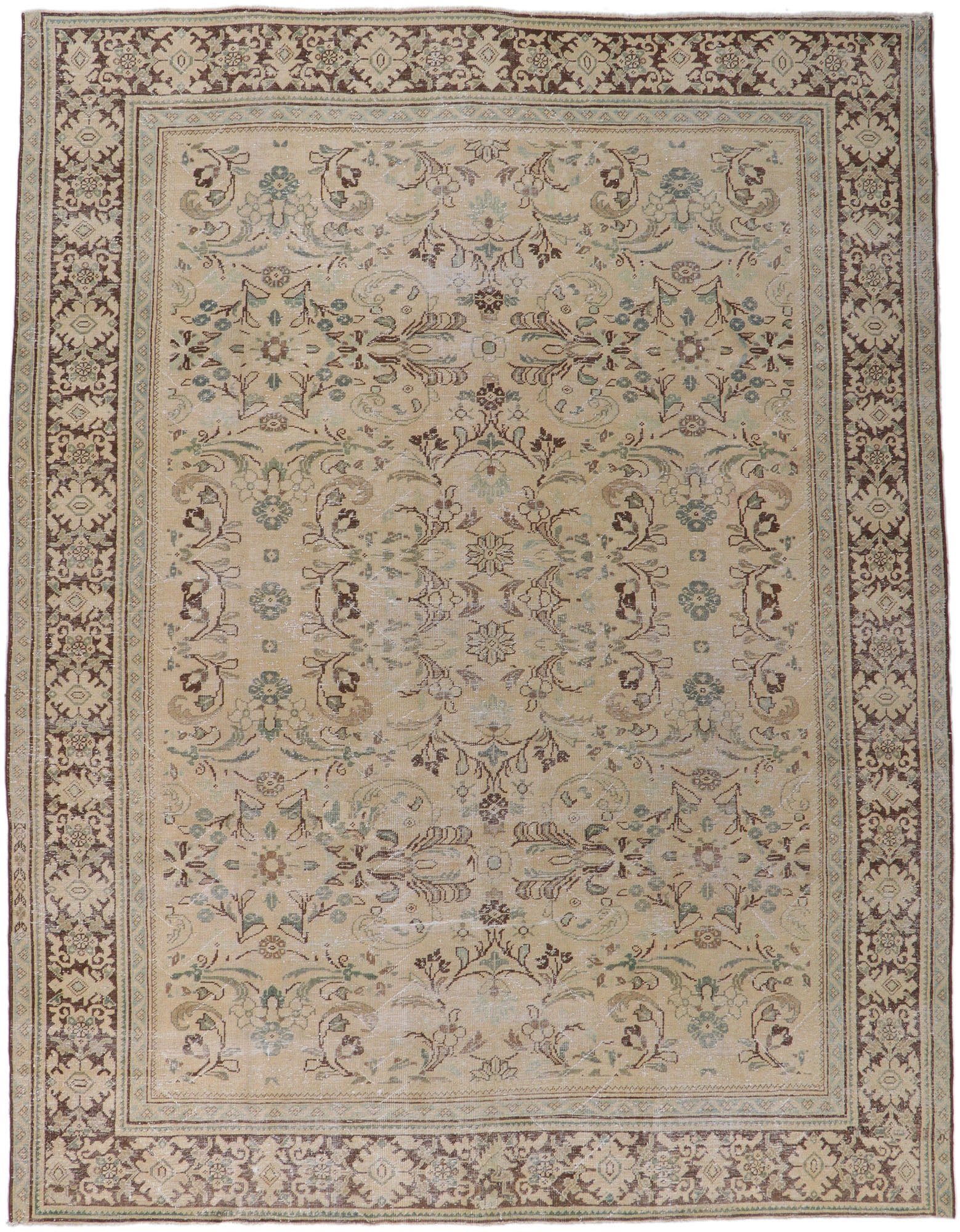 9 x 12 Antique-Worn Persian Mahal Rug 61028