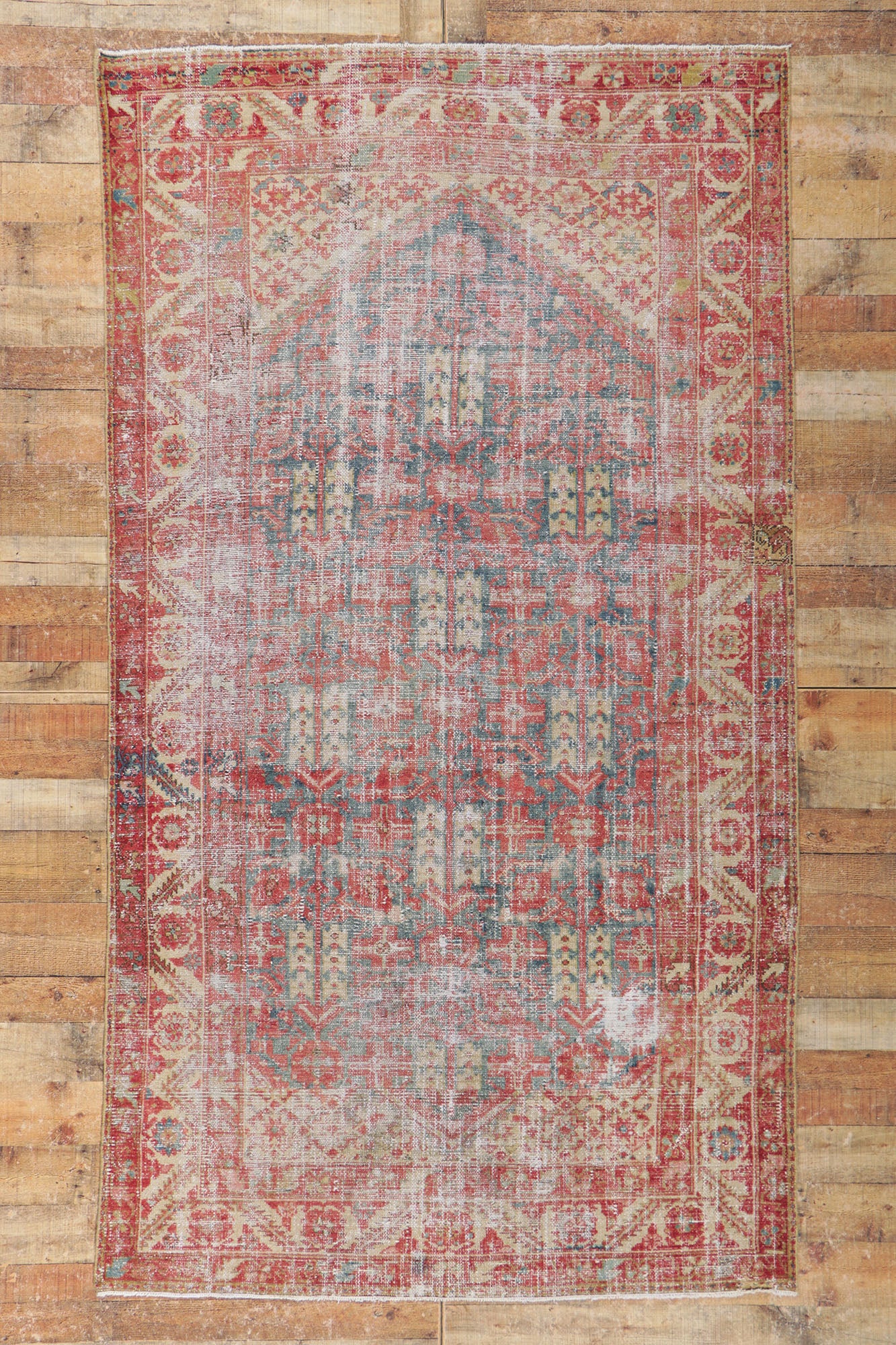5 x 9 Distressed Antique Persian Malayer Rug 61031