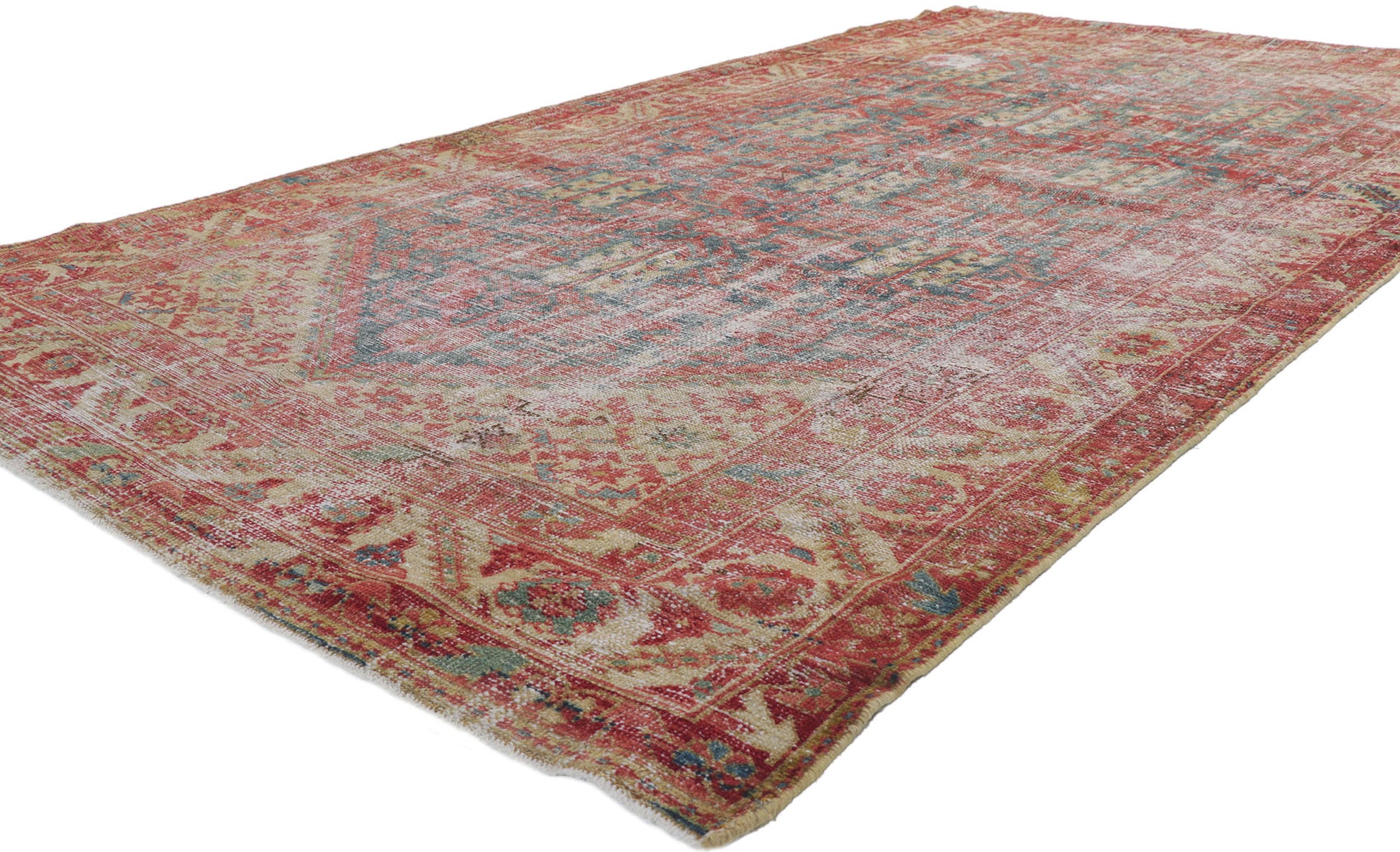 5 x 9 Distressed Antique Persian Malayer Rug 61031