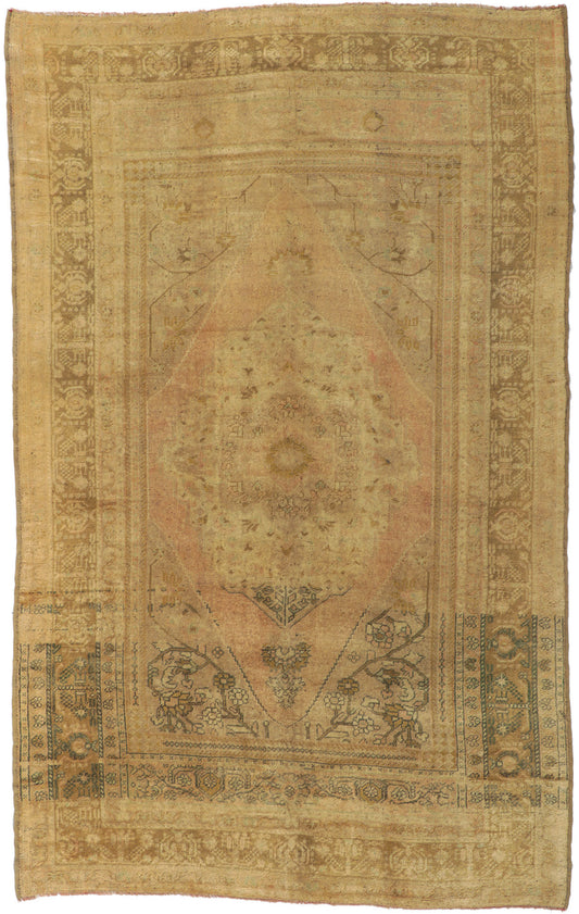 6 x 10 Vintage Turkish Oushak Rug 74094
