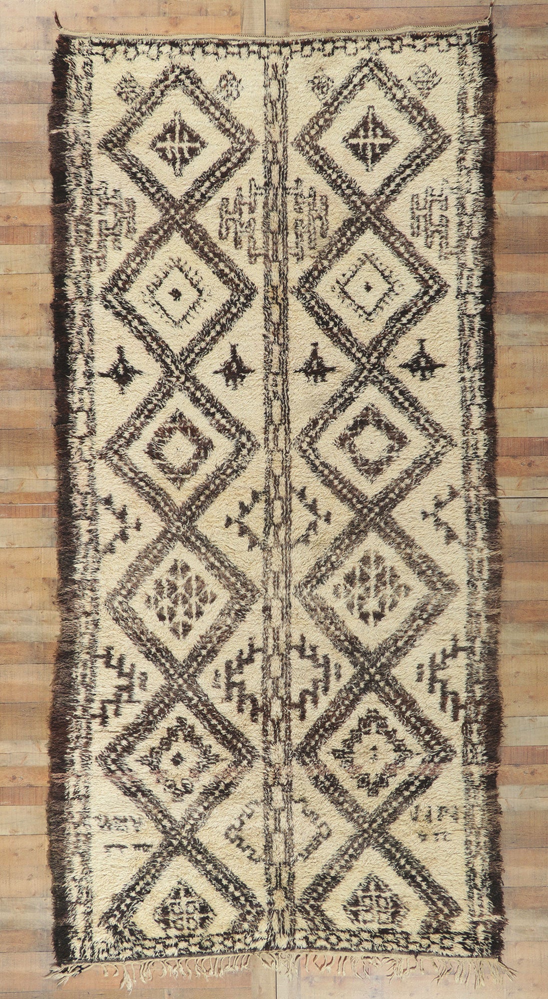 6 x 13 Vintage Moroccan Beni Ourain Rug 78387