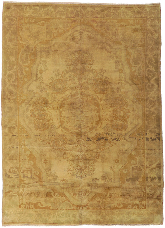 6 x 9 Vintage Gold Turkish Oushak Rug 50456