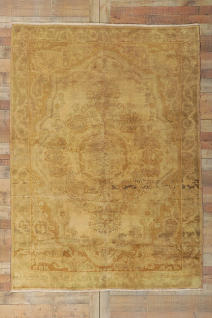 6 x 9 Vintage Gold Turkish Oushak Rug 50456