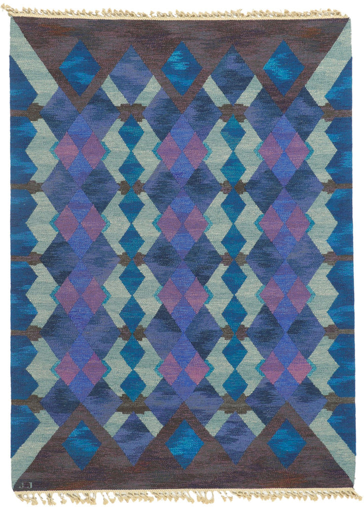 ​6 x 8 Judith Johansson Vintage Swedish Rollakan Rug 78490