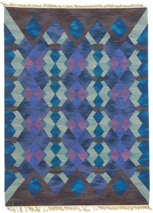 ​6 x 8 Judith Johansson Vintage Swedish Rollakan Rug 78490