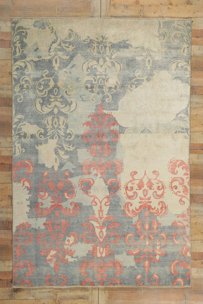6 x 9 Contemporary Abstract Damask Area Rug 80743