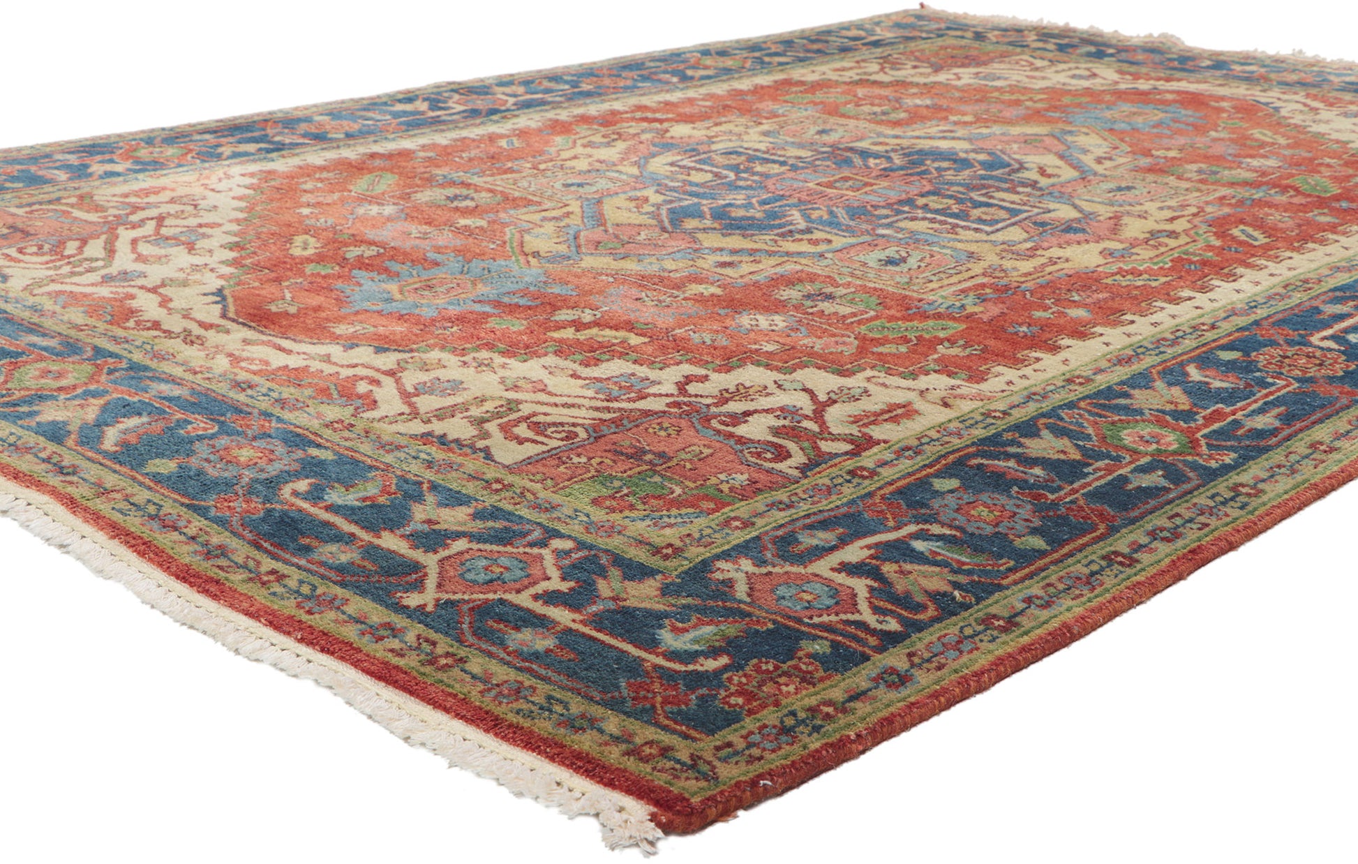 6 x 9 Vintage Indian Heriz Rug 78345