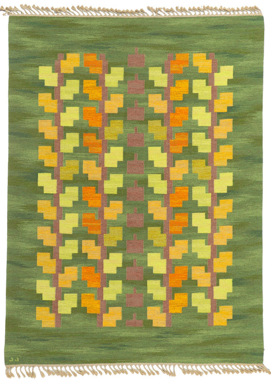 6 x 9 Judith Johansson Vintage Swedish Rollakan Rug 78489