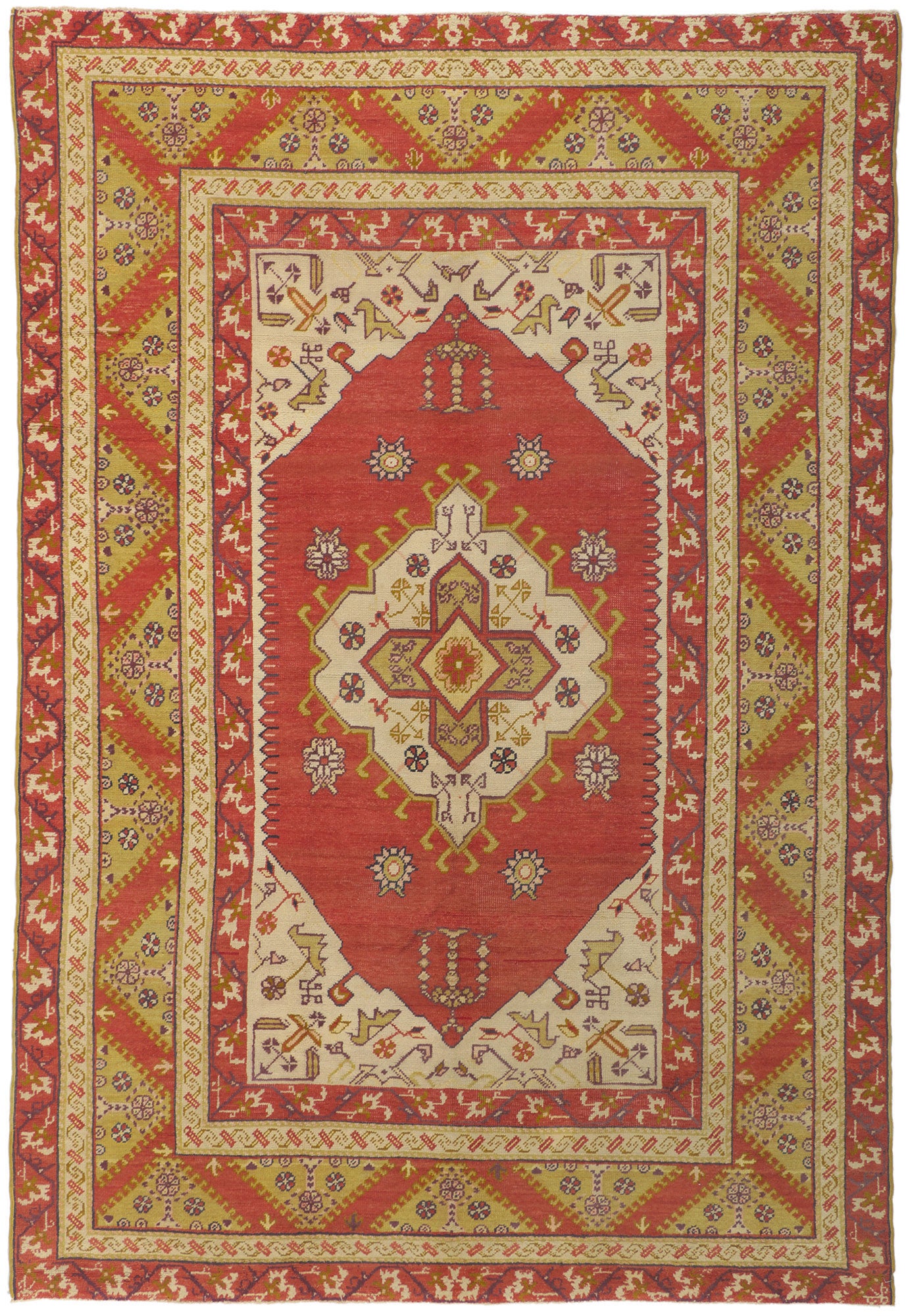 6 x 9 Vintage Turkish Oushak Rug 72489