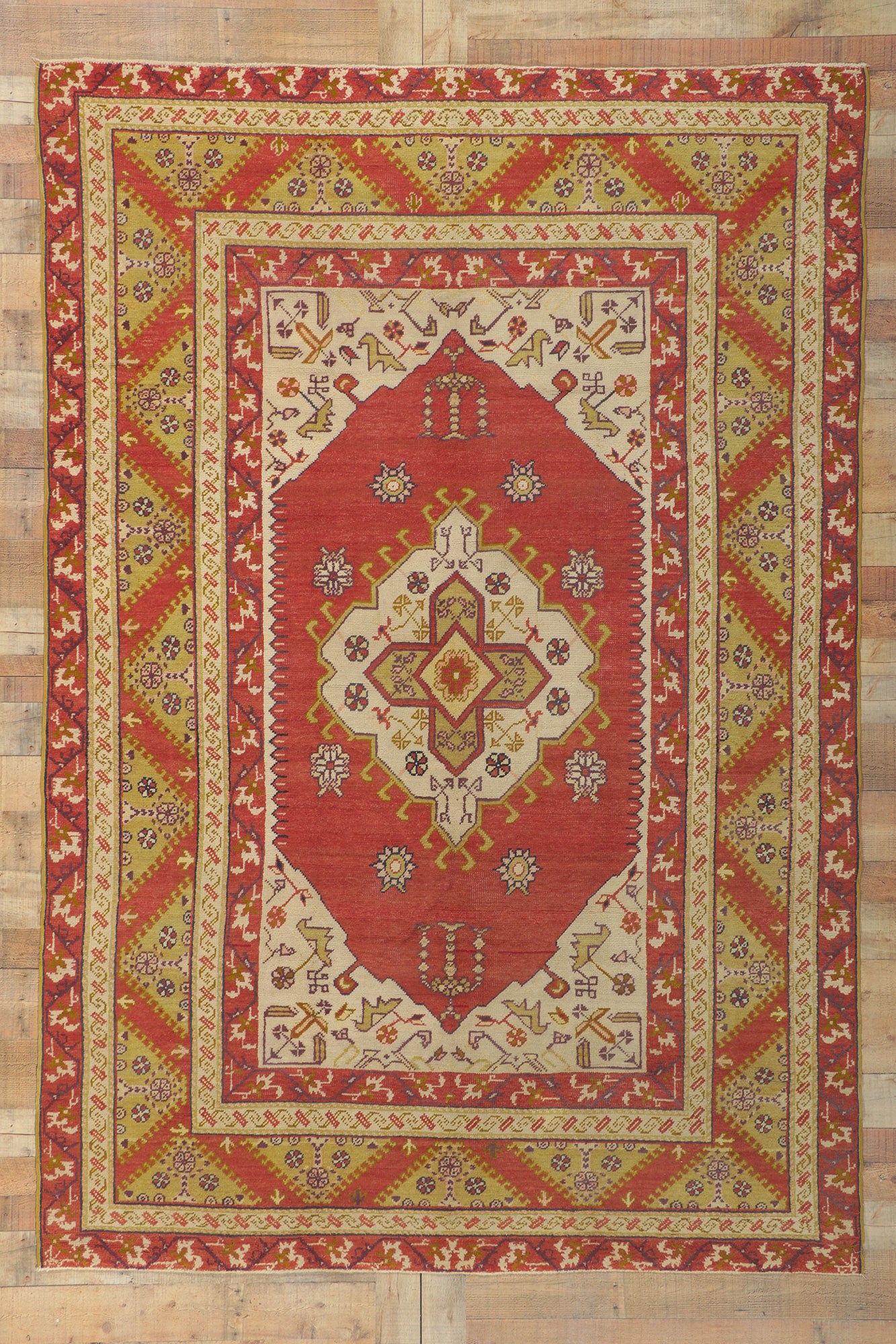 6 x 9 Vintage Turkish Oushak Rug 72489