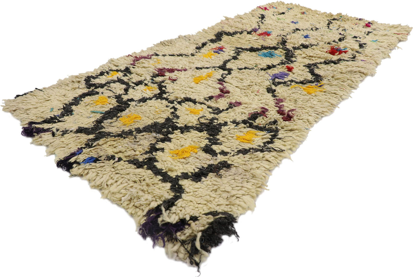 3 x 6 Vintage Boucherouite Moroccan Rug 21594