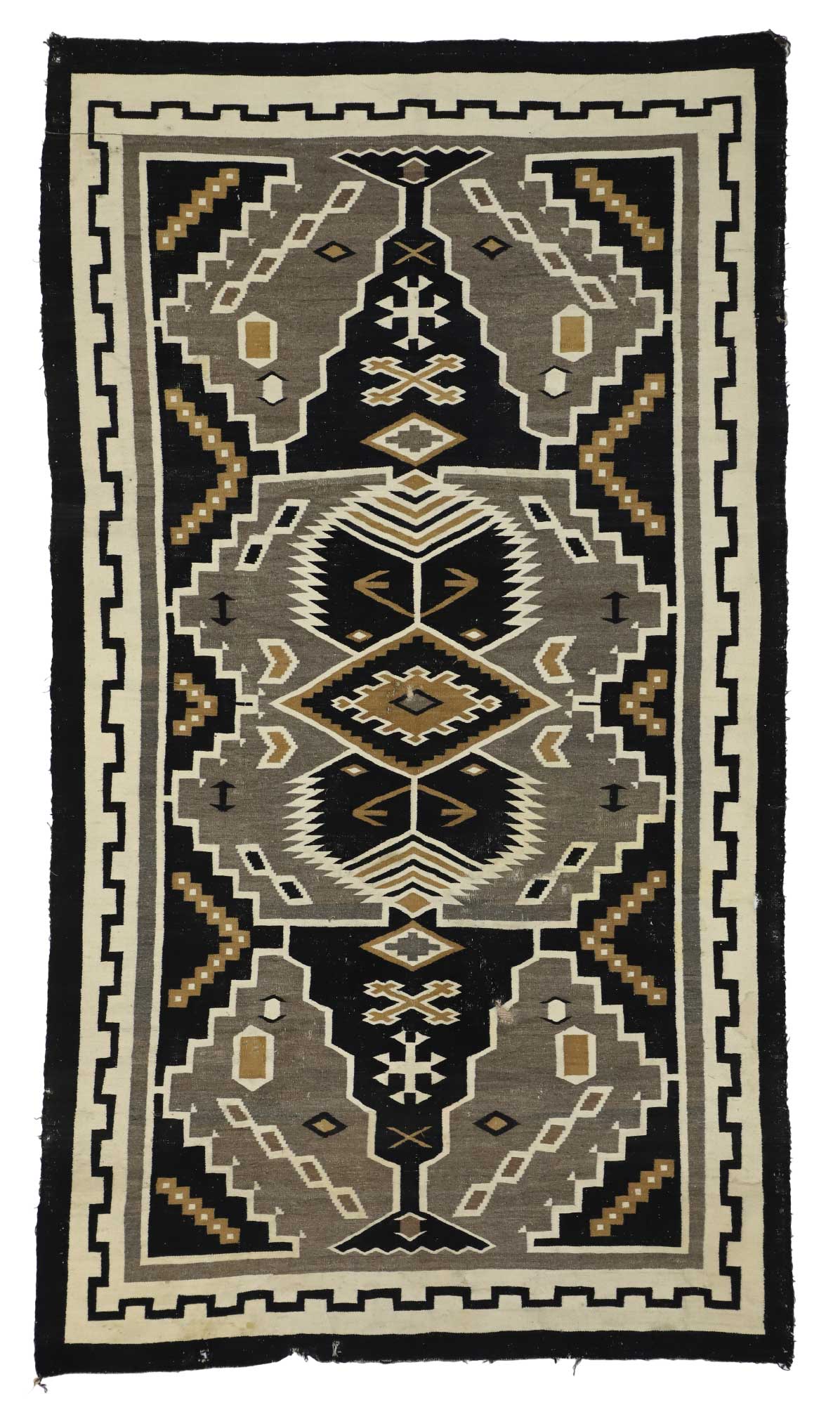 6 x 10 Antique Two Grey Hills Navajo Rug 77275